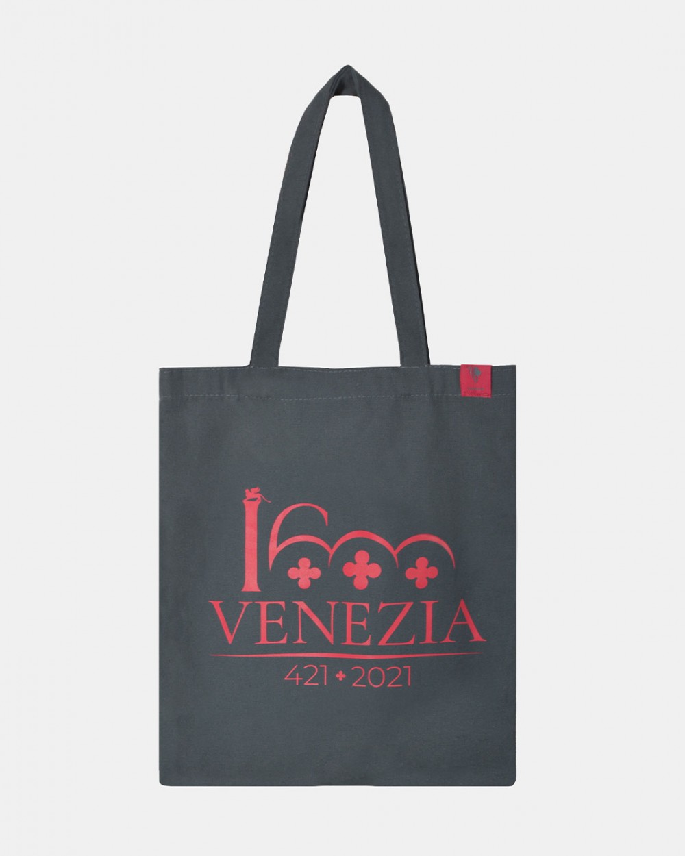 Shopper grigio logo Venezia 1600 rosso scuro fronte