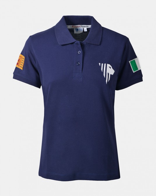 Women's blue polo front